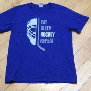 Tee Eat-Sleep-Hockey -Repeat Youth Large Tee  Good Condition